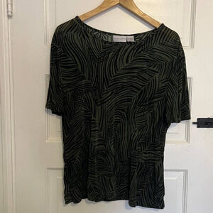5/ $25 Jaclyn Smith Classic Black Green Blouse L